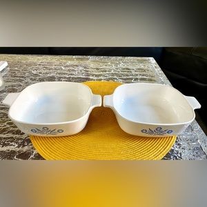 2 Vintage 1960’s Corning Ware Blue Cornflower 1-Qt Casserole Bowl Dish (No Lids)